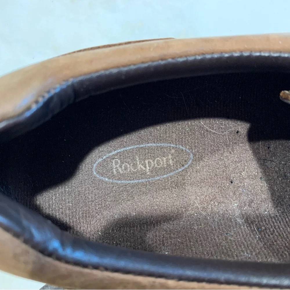 Rockport Brown Leather Lace Up Boat Shoes Sz 10